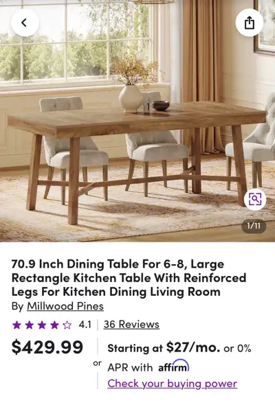 Brand New Dining Table – 70.9” – Still in Original Box, View more