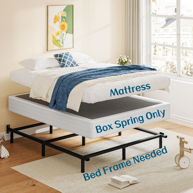 New EZBeds Metal Box-Spring Full Size Metal w/ Fabric Cover, 9” in Beds & Mattresses in City of Toronto - Image 3