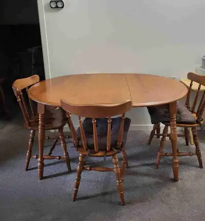 Real wood table and 4 chairs, View more