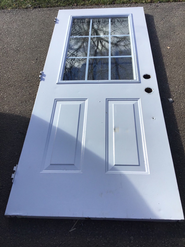 34" x 79" White Metal Entry Door w/Glass insert - Panel only dans Portes, fenêtres et moulures  à Région d’Oakville/Halton