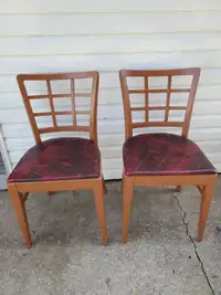 Pair of well made wooden chairs with leather seats