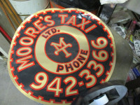 OLD MOORE'S TAXI LARGE DOOR DECAL SIGN $30 UNUSED VINTAGE
