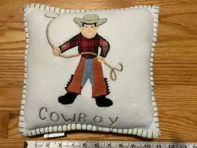 Cute COWBOY THROW PILLOW Western Child Small 10in Display Decor, View more
