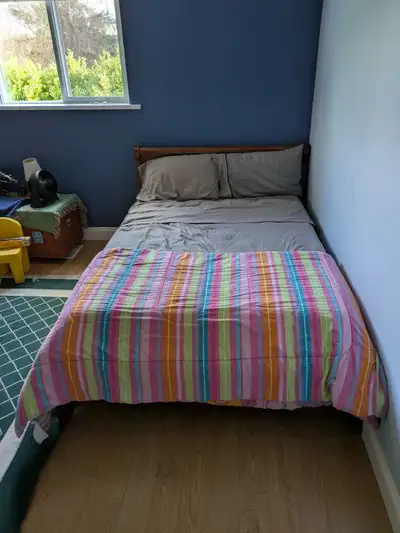 Standard Double Bed with Mattress and Bedding, View more