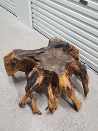 Real Wood Live Edge, Blackened Tree Trunk Accent Coffee Table
