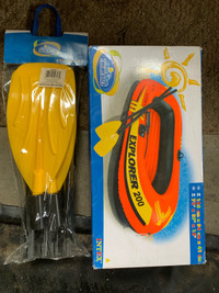 Rubber boat with paddles