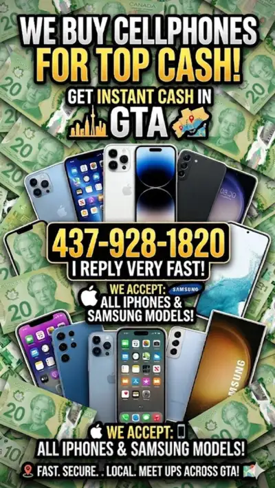 INSTANT CASH FOR IPHONE , SAMSUNG , IPHONE 17 pro , View more