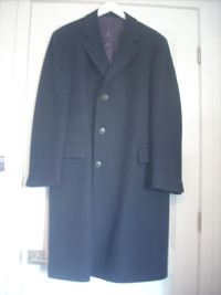 Men's Classic Single Breasted Navy Blue Wool Coat Size 42