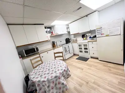 Available one super large private furnished basement bedroom with high ceiling and above ground wind...