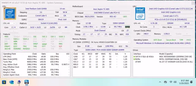 Acer Aspire TC-895 Desktop with Office 2024 in Desktop Computers in Kingston - Image 9