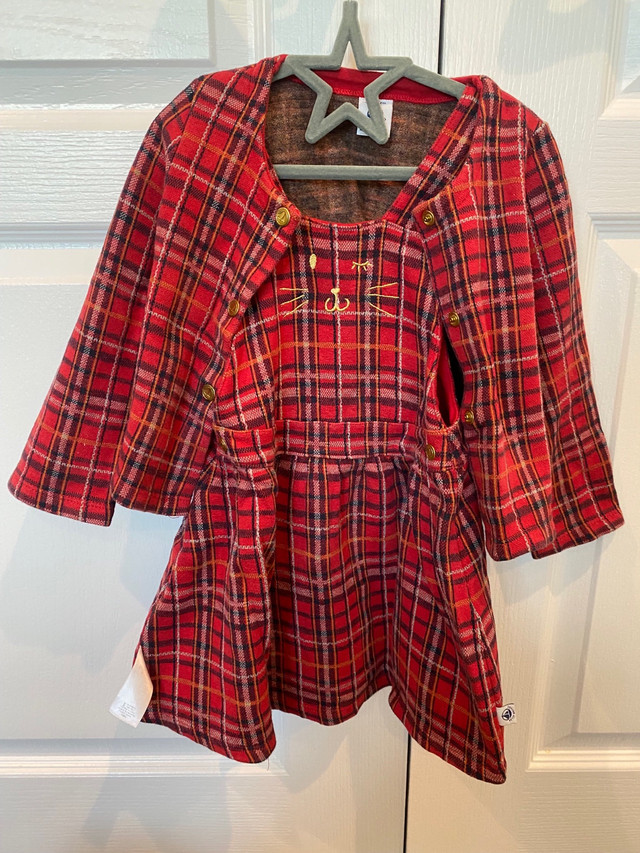  Petit Bateau Girls Red Tartan Pinafore Dress outfit in Clothing - 2T in Markham / York Region - Image 4