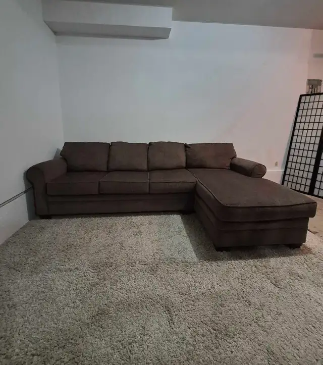 FREE DELIVERY Brown 4 Seater Sectional / L Shape Sofa / Couch in Couches & Futons in Vancouver - Image 4