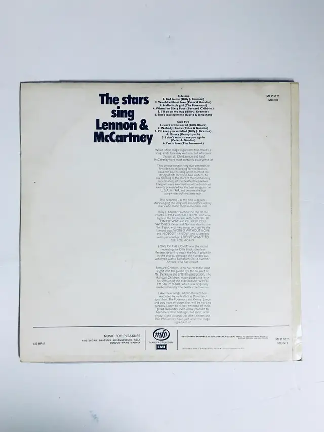 The Stars Sing Lennon & McCartney (Vinyl Lp / Import) in CDs, DVDs & Blu-ray in Mississauga / Peel Region - Image 3