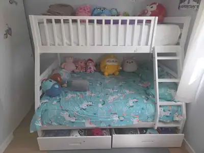 Kids Bunk Beds with Drawers | Twin Over Full Wooden Bunk Bed, View more