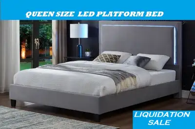 QUEEN SIZE LED PLATFORM BED 20 LED COLORS OPTIONS, View more