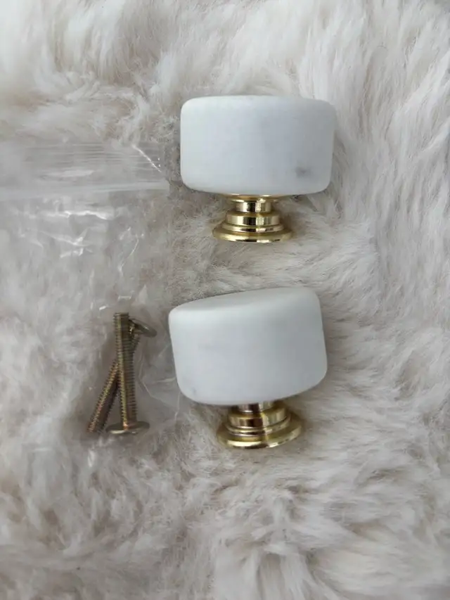 Faux Marble Cabinet Wardrobe Drawer Knobs Handles White Gold in Dressers & Wardrobes in City of Toronto - Image 2
