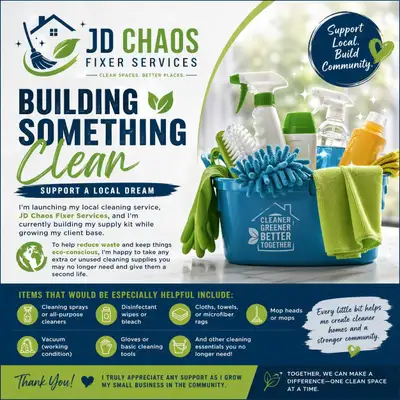 JD Chaos Fixer Services cleaning supplies, View more