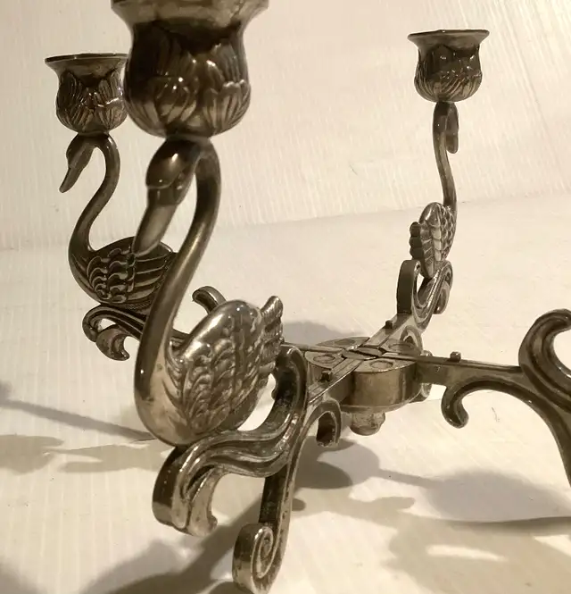 Vintage Silver Plated Swans Candelabra Centrepiece in Arts & Collectibles in St. Catharines - Image 4