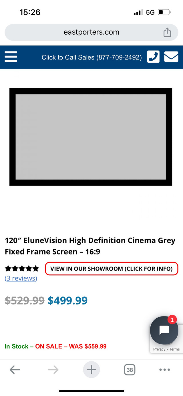 120” Projector screen in Video & TV Accessories in Owen Sound - Image 2