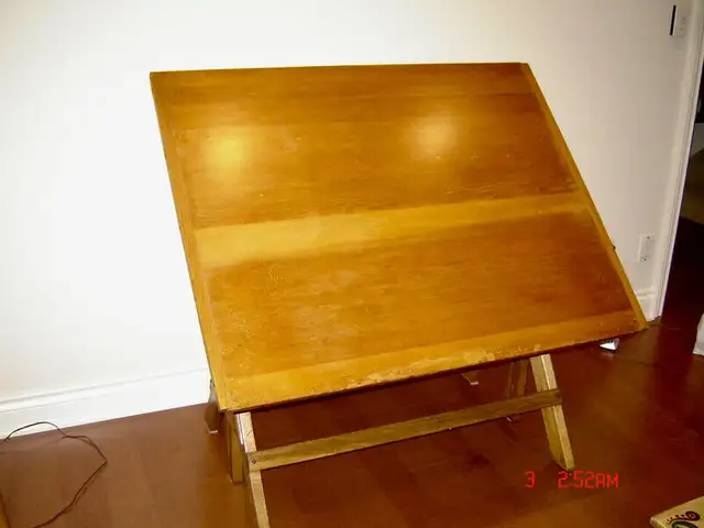 Beautiful Antique Very Solid Drafting Table- Maple, Oak, Iron in Arts & Collectibles in City of Toronto - Image 4