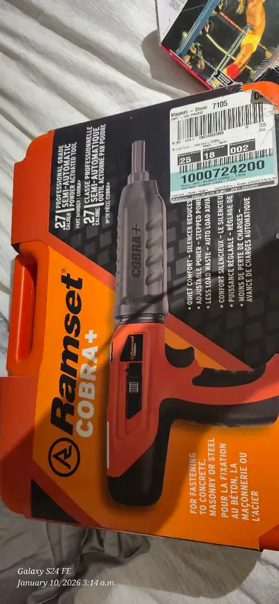 I'm selling a new Ramset Cobra+, a professional-grade powder-actuated tool designed for fastening in...