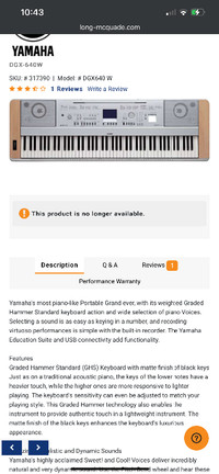 Yamaha Portable Grand Piano DGX 640