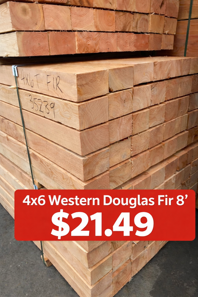 Douglas Fir Lumber 4x6 from $21.49, 4x8, 6x6, 6x8,, View more