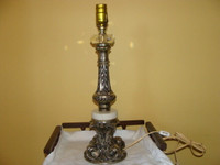 Ancienne lampe en bronze et marbre