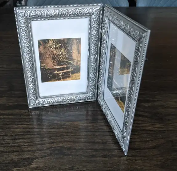 Silver Metal Double Picture Frame