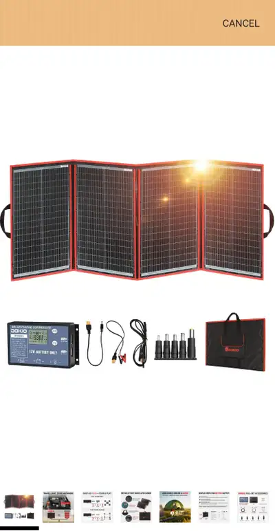 220W 18V Portable Foldable Solar Panel Kit Lightweight (11lb,28x20 inch) with Controller (2 USB Outp...
