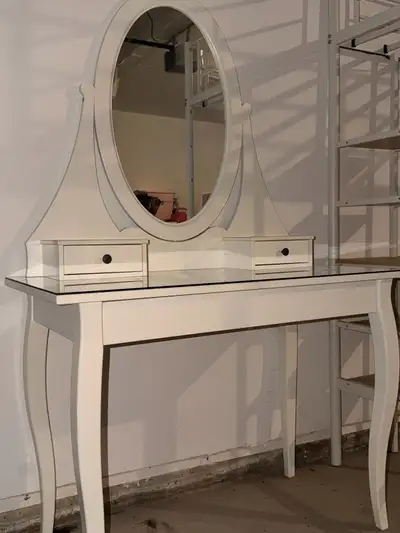 White Vanity Table with Mirror, View more