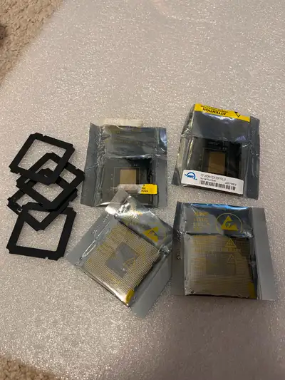 Hello, Bundle of 4 CPUs for Mac Pro 4,1 for Dual CPU tray. THESE ARE LIDLESS!!! Apple used Lidless o...