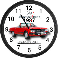 1987 Mercedes 560SL (Red) Wall Clock - Brand New - Classic