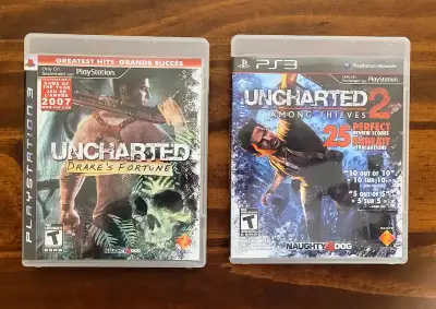 Uncharted: Drake's Fortune Uncharted 2: Among Thieves Price is for both games. Comes with original m...