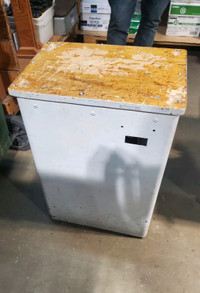 Industrial Metal and wood top Weighted cabinet