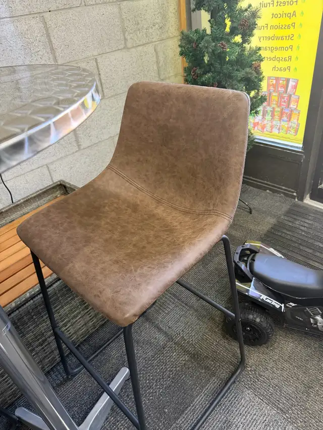 Brown Faux Leather Bar Stool and Round Metal Table in Other Tables in City of Toronto - Image 3