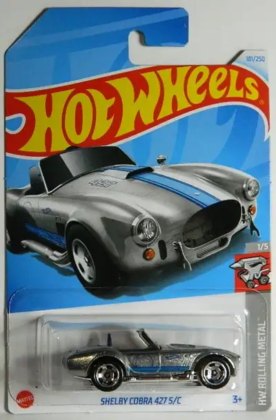 Hot Wheels 1/64 scale Shelby Cobra 427 S/C diecast new sealed, $5 each. Blue has a creased card. Pic...