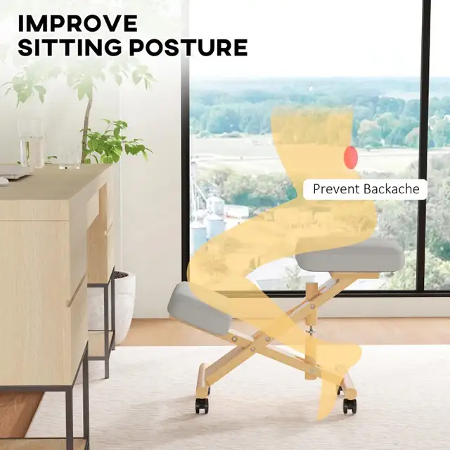 HOMCOM Ergonomic Kneeling Chair with Rubberwood Frame in Chairs & Recliners in Markham / York Region - Image 5