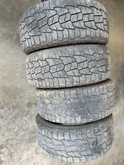 Full set of four Hercules Tires Terra-Trac All terrains LT285/55/20 10 ply Two at 4/32nds, 8,11/32nd...