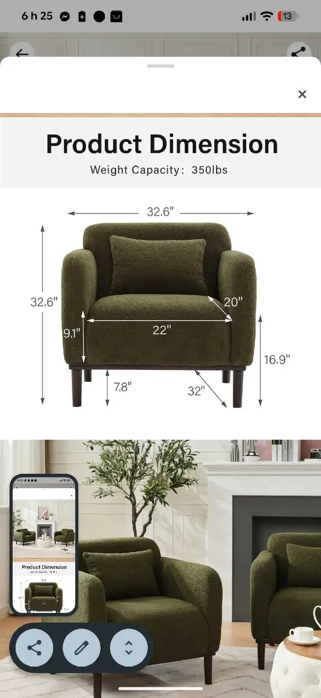 Latitude Run Gizelle Accent Chair from Wayfair  in Chairs & Recliners in Laval / North Shore - Image 3