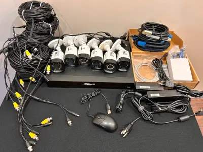 Dahua DVR + 6 wired security cameras in working condition. Complete tested CCTV kit with live view,...