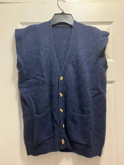 Navy Blue Sleeveless Cardigan Vest, View more