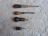 Nice Collection of Antique Screw Drivers--with Wooden Handles