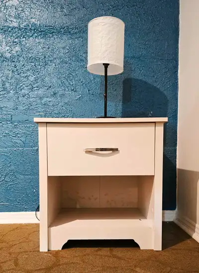 White Bedroom Night Table (off white) and Lamp, View more