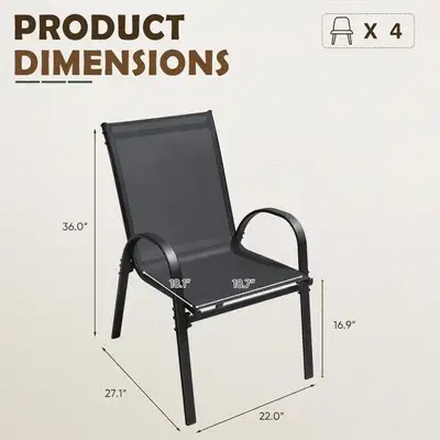 Flamaker Patio Chairs Stackable Dining Chairs Set of 4 Metal and, View more