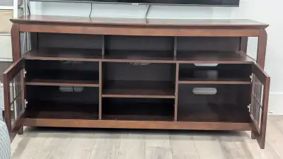 Wooden TV Stand with Glass Doors, View more