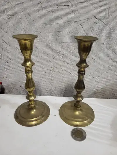 Vintage Set of Brass Candle holders., View more