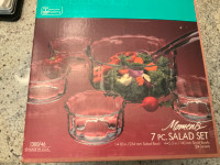 Seven Piece Glass Salad Bowl