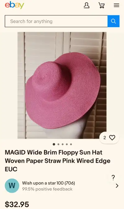 Brand 100% new  MAGID rose colour sun hat, View more