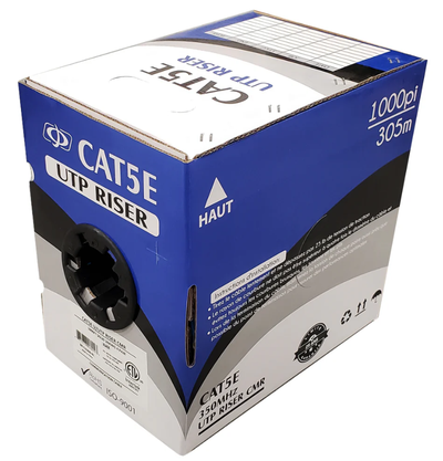 4 Pair CAT5E Solid U/UTP 350Mhz 24AWG CMR Riser 1000ft, View more